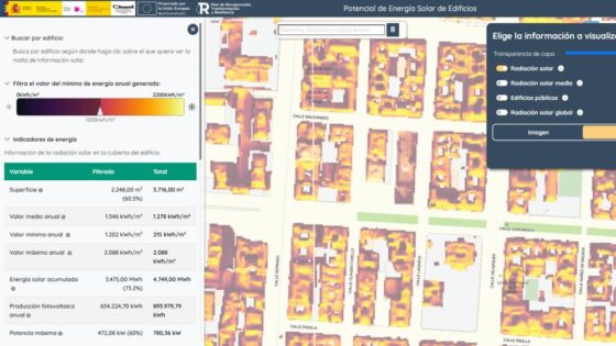 Nueva web del Ministerio de Transportes para calcular el potencial solar de edificios en España
