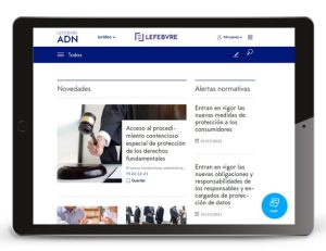 Análisis de novedades jurídicas ADN, de Lefebvre, en una tablet